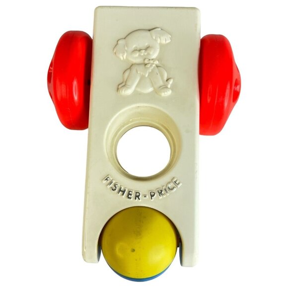 Vintage 1975 Fisher Price Click N Clatter #417 Car & Little Big People Baby Toy - Picture 7 of 11